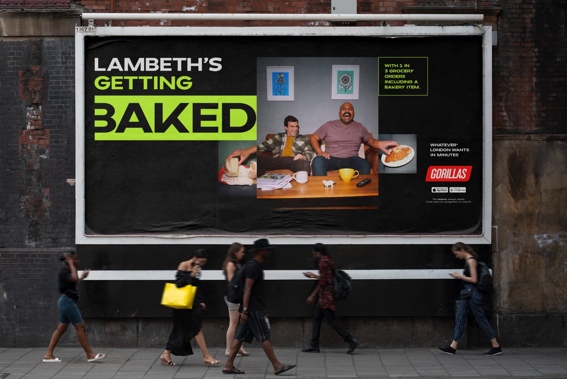 Gorillas 'Lambeth's Getting Baked' billboard in London